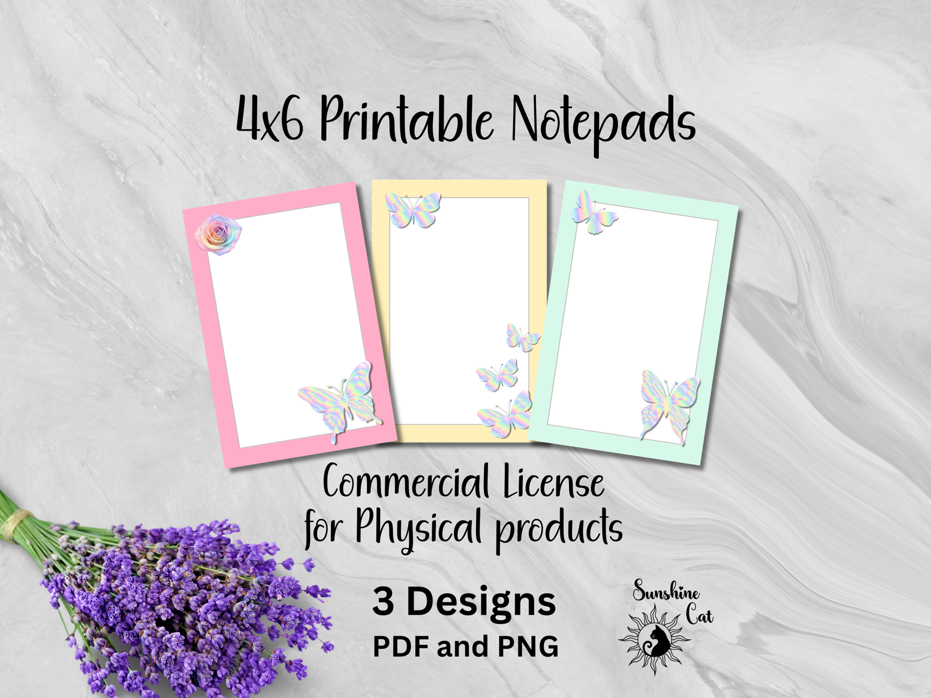 Macaron printable notepad bundle with 3 butterfly designs