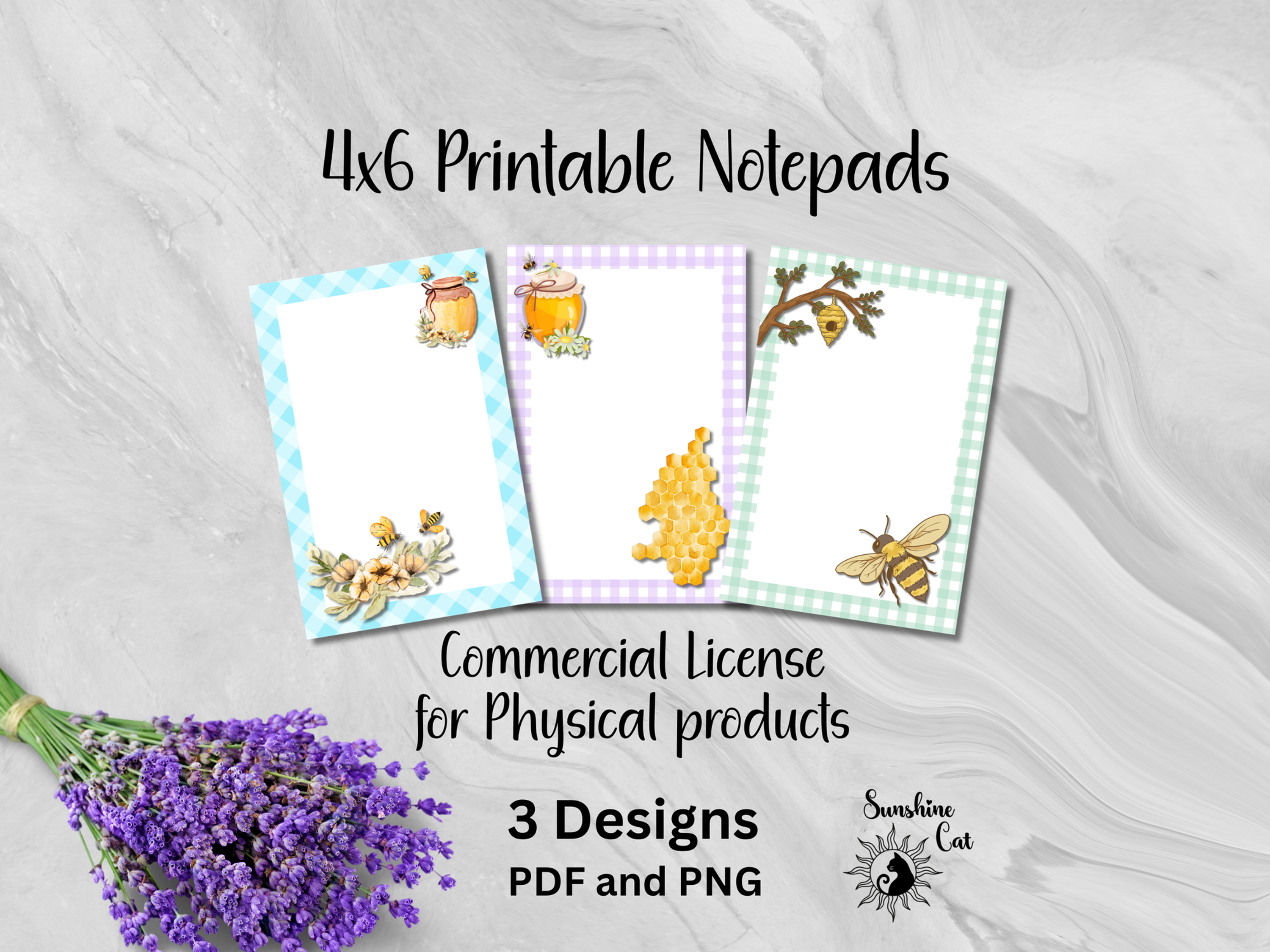 Honey Bee - Printable Notepad Bundle - 4x6 inch