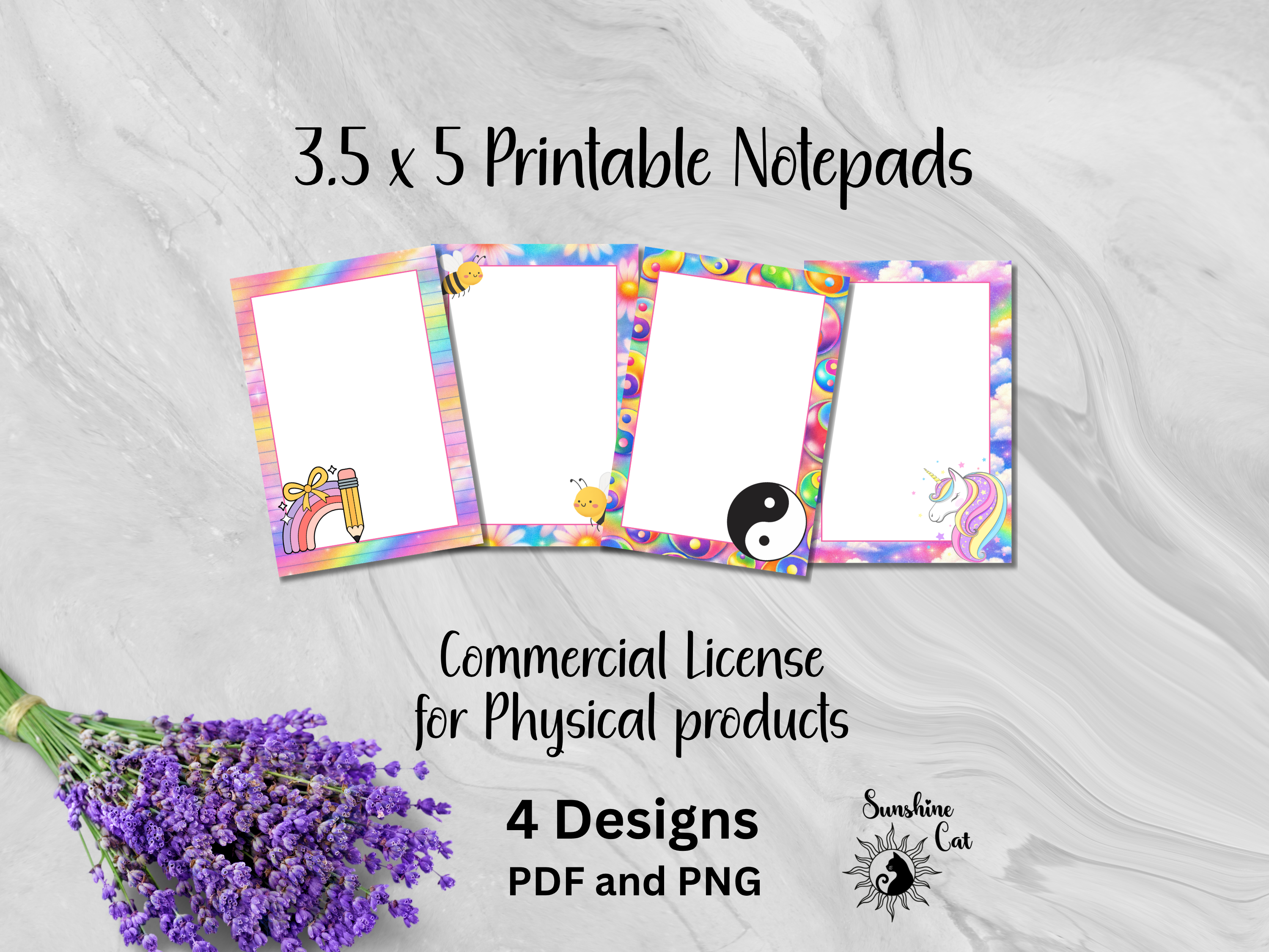Retro Rainbow Mix- Printable Notepad Bundle- 3.5x5 inch notepads