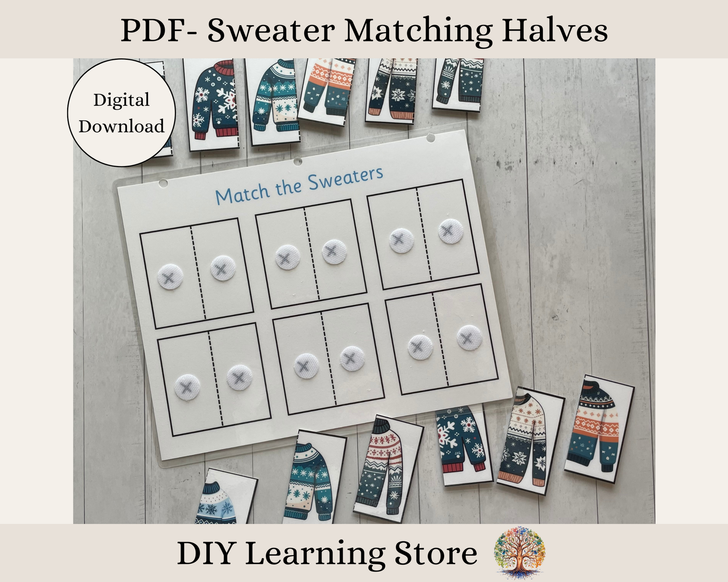 Match the Sweaters- Winter themed activity page