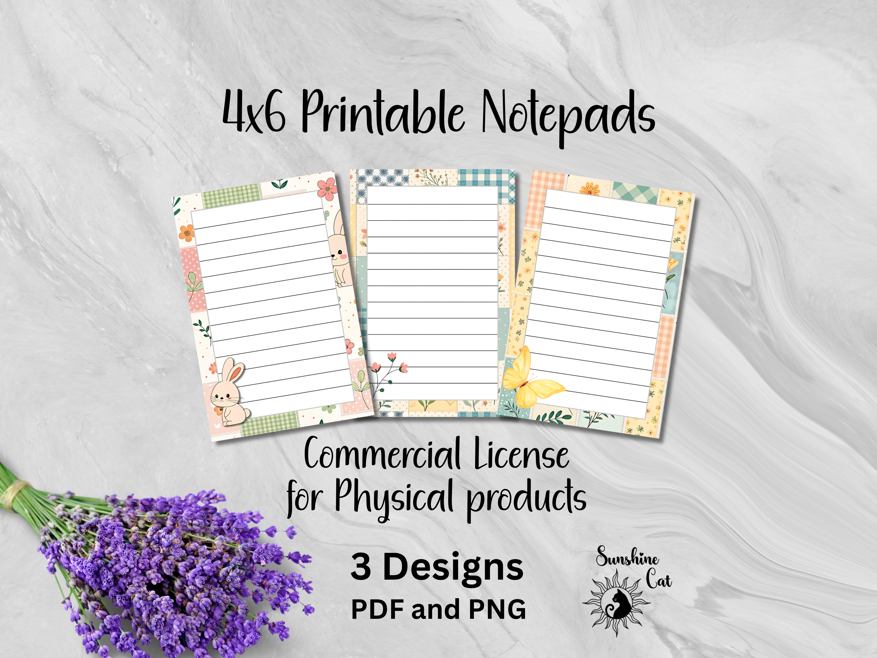Pastel Patchwork - Printable Notepad Bundle - 4x6 inch