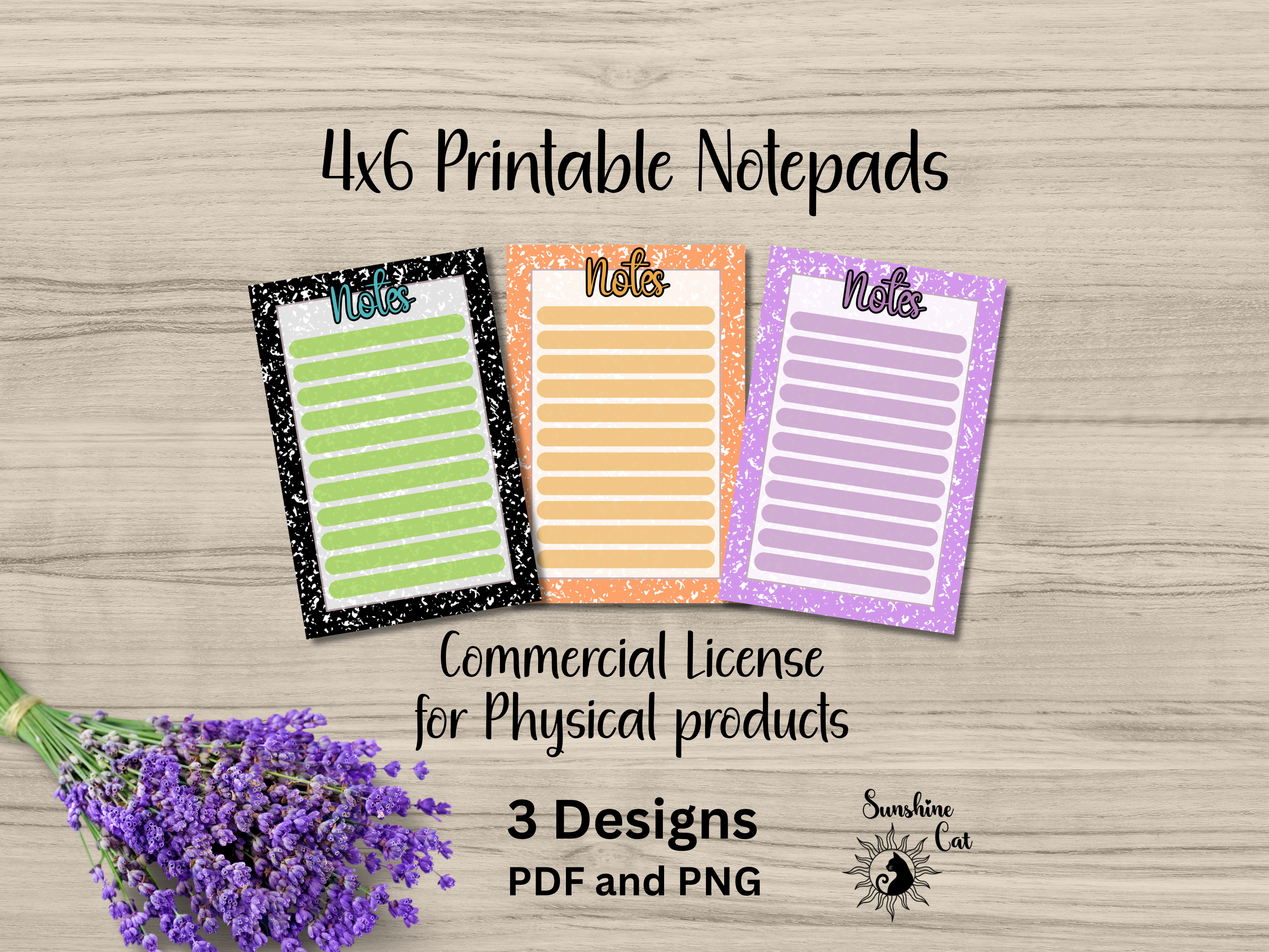 Three Halloween notepad designs in green, orange, and purple.