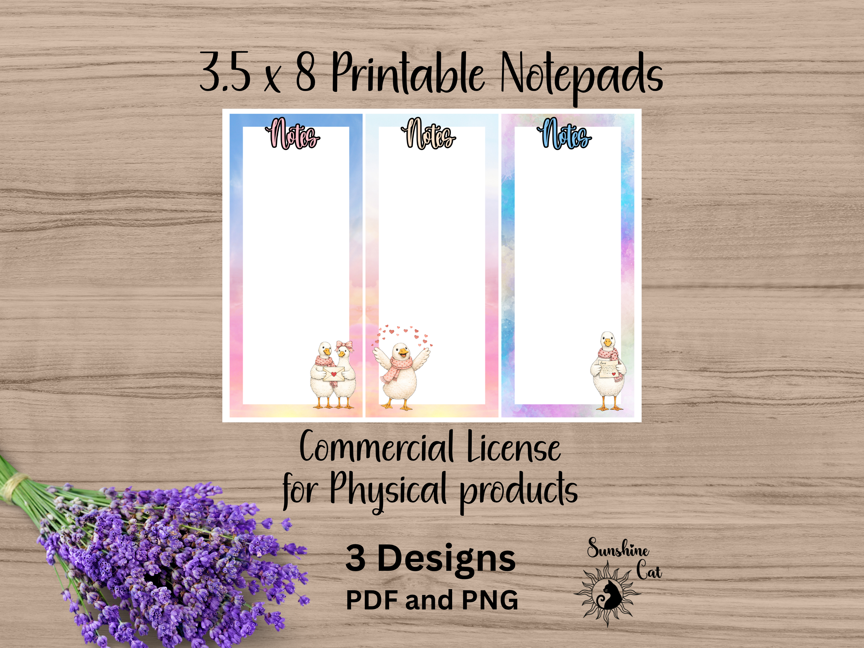 Valentine Goose Printable Notepad Bundle - 3.5x8 inch