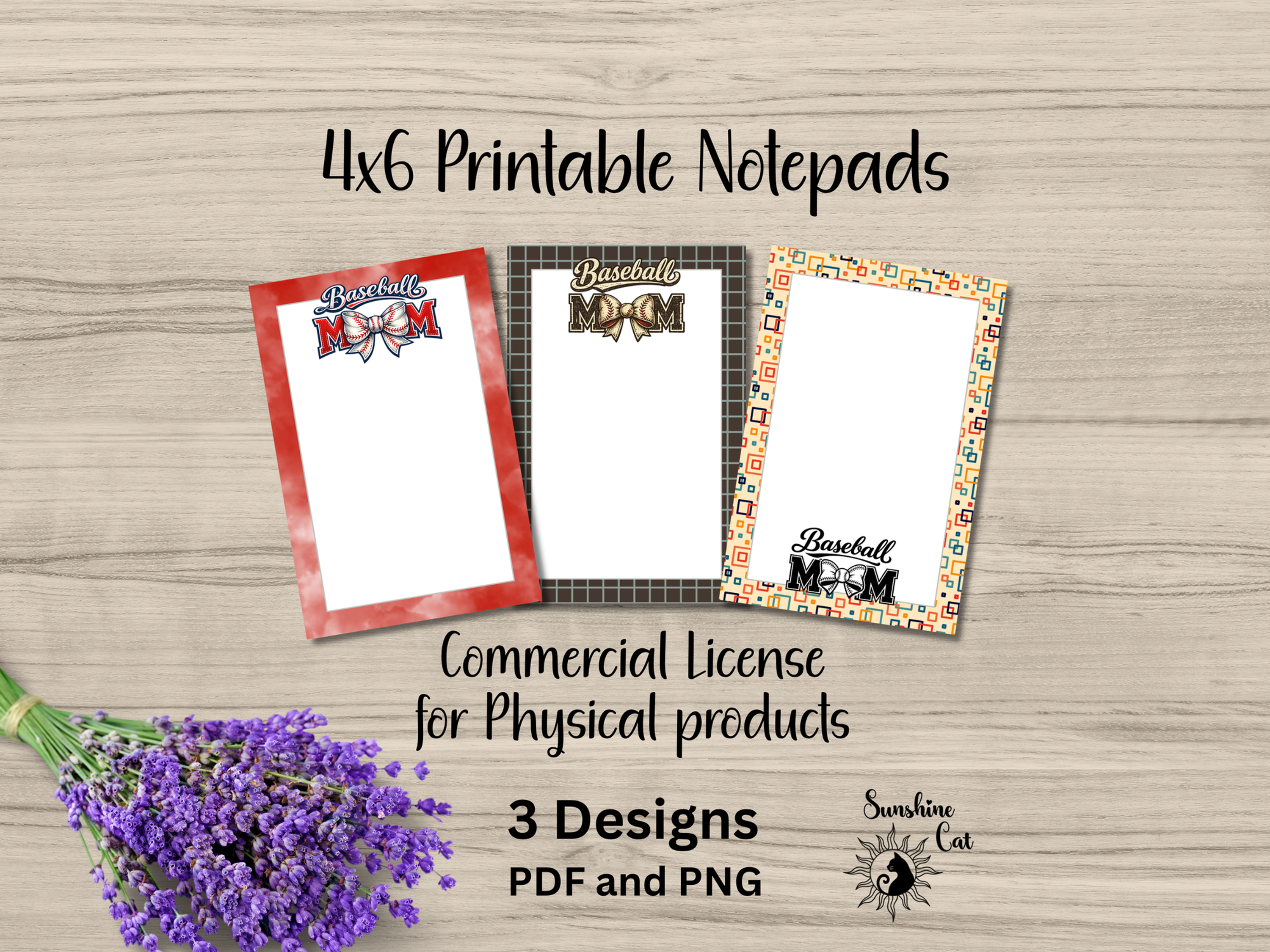 Baseball Mom- Printable Notepad bundle- 4x6 inch