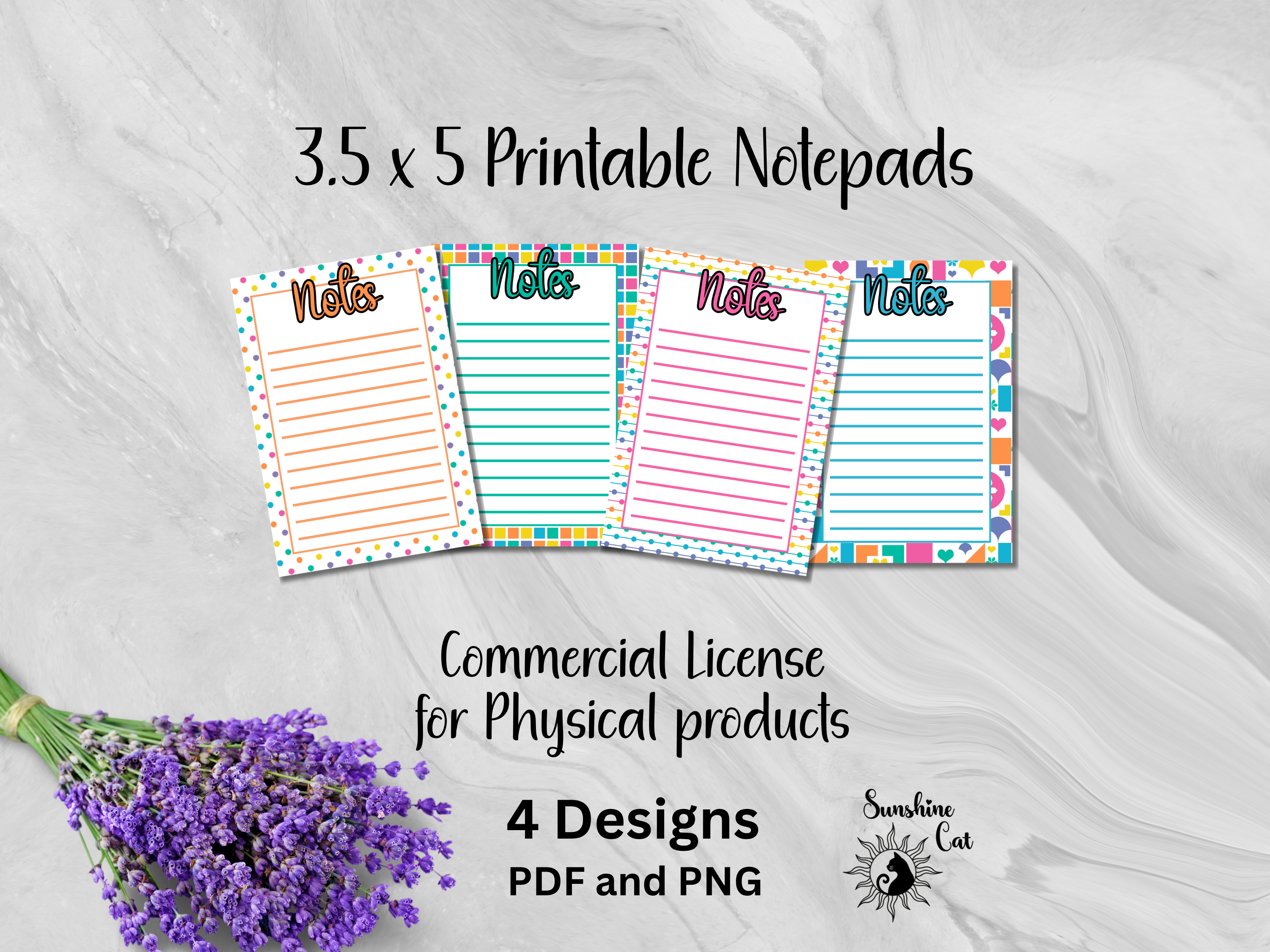Summer Rainbow Printable Notepad Bundle - 3.5x5 inch notepads