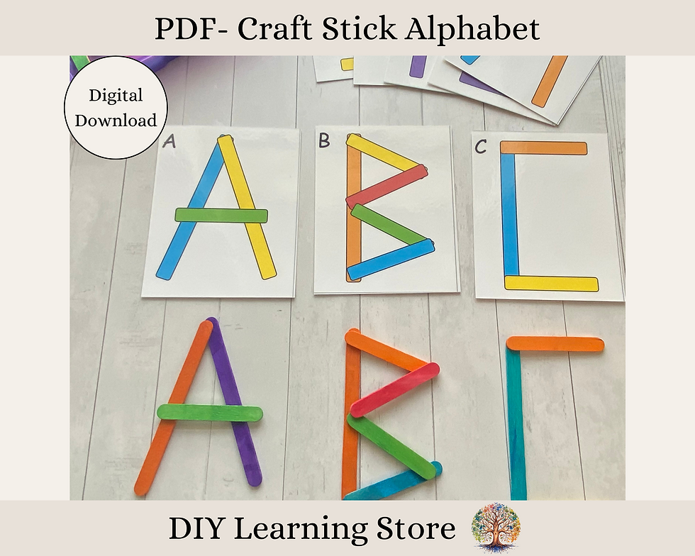 PDF- Craft Sticks Alphabet and Numbers Activity Cards