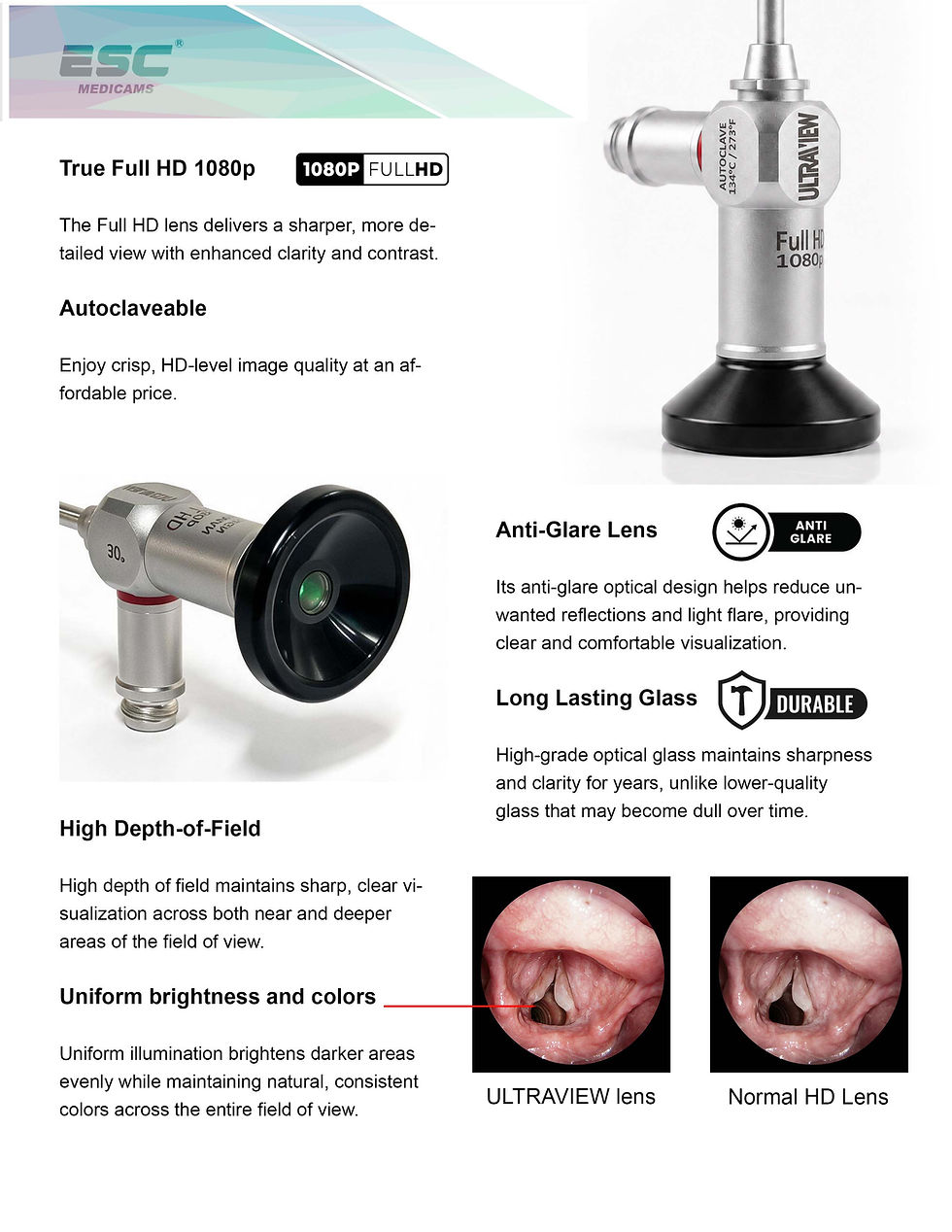 Miniaturbild: Full-HD-Arthroskop 30 Grad mit starrem Storz-Endoskop-Lichtanschluss