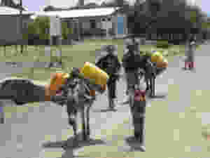 Girls collecting water in Ethiopia