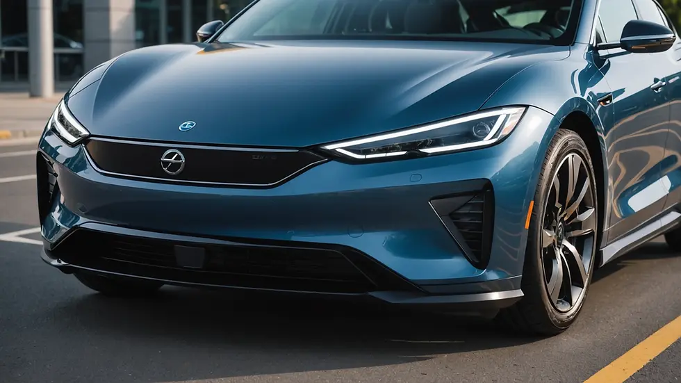 Close-up view of an innovative electric vehicle bumper design showcasing advanced materials