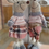 Thumbnail: Grey and Pink standing fabric Mice in jumpers, height 34 cms