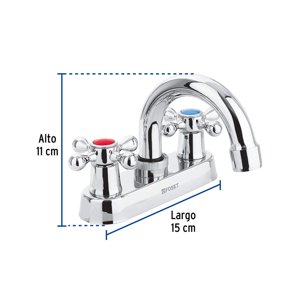 Miniatura: Mezcladora 4" para lavabo, cuello curvo, manerales cruceta