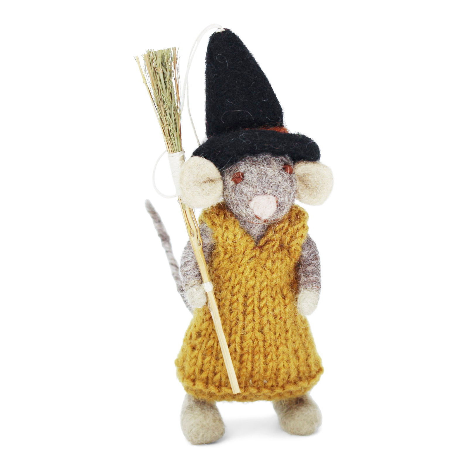 Small Grey Girly Mouse with ochre dress