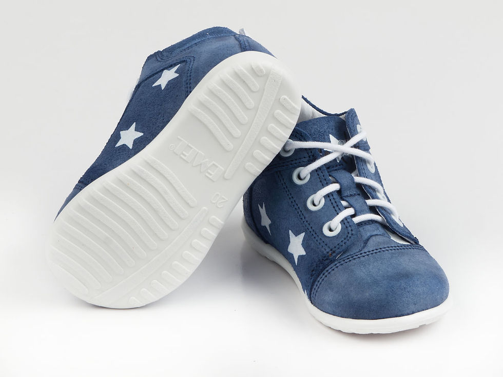 Thumbnail: EMEL BLUE/WHITE STARS PRINT SUEDE LACE UP CASUAL SHOES (E2369)
