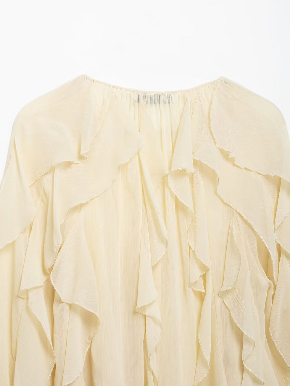 Thumbnail: DUOPERI Women Fashion Solid Ruffled Blouse Vintage V-Neck Long Sleeves Female Ch