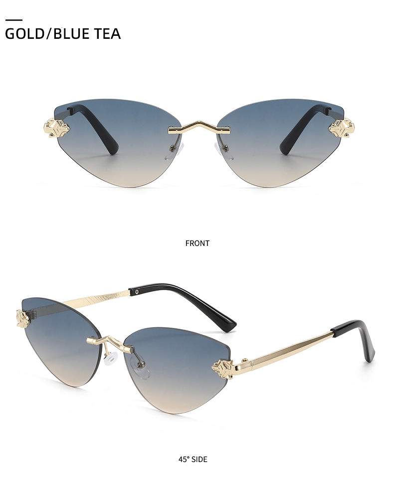 Thumbnail: Protective Glasses Fashion Rimless Cat Eye Metal Sunglasses Women Gradient High-