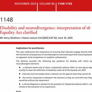 This is an image of the article on the Discrimination Law Association's Briefings.