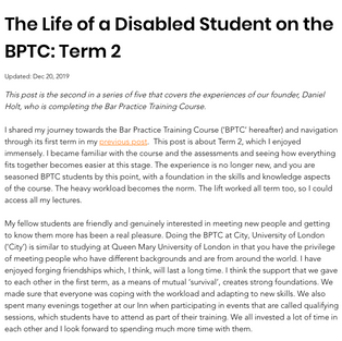 This is an image of the post on the Association of Disabled Lawyers' blog.