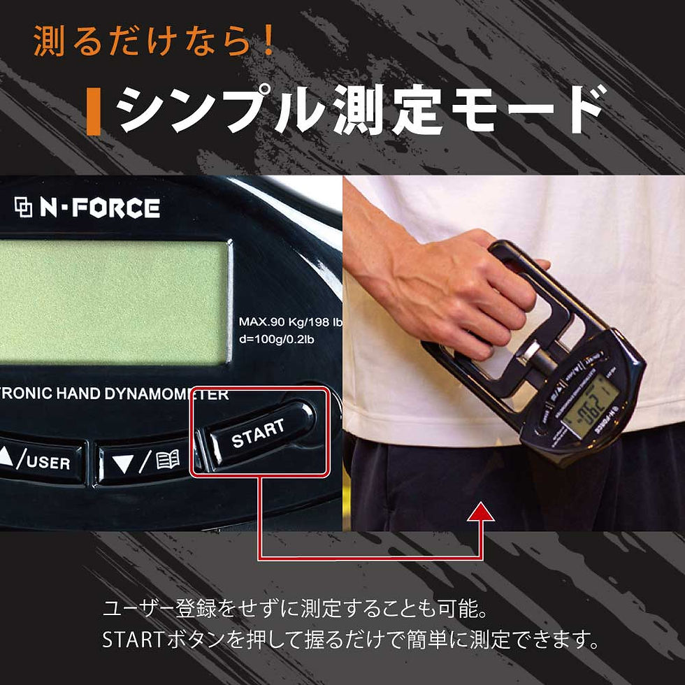 サムネイル： N-FORCE デジタル握力計 安心の正規品！エヌフォース ハンドグリップメーター デジタル握力計 握力測定 保証書付