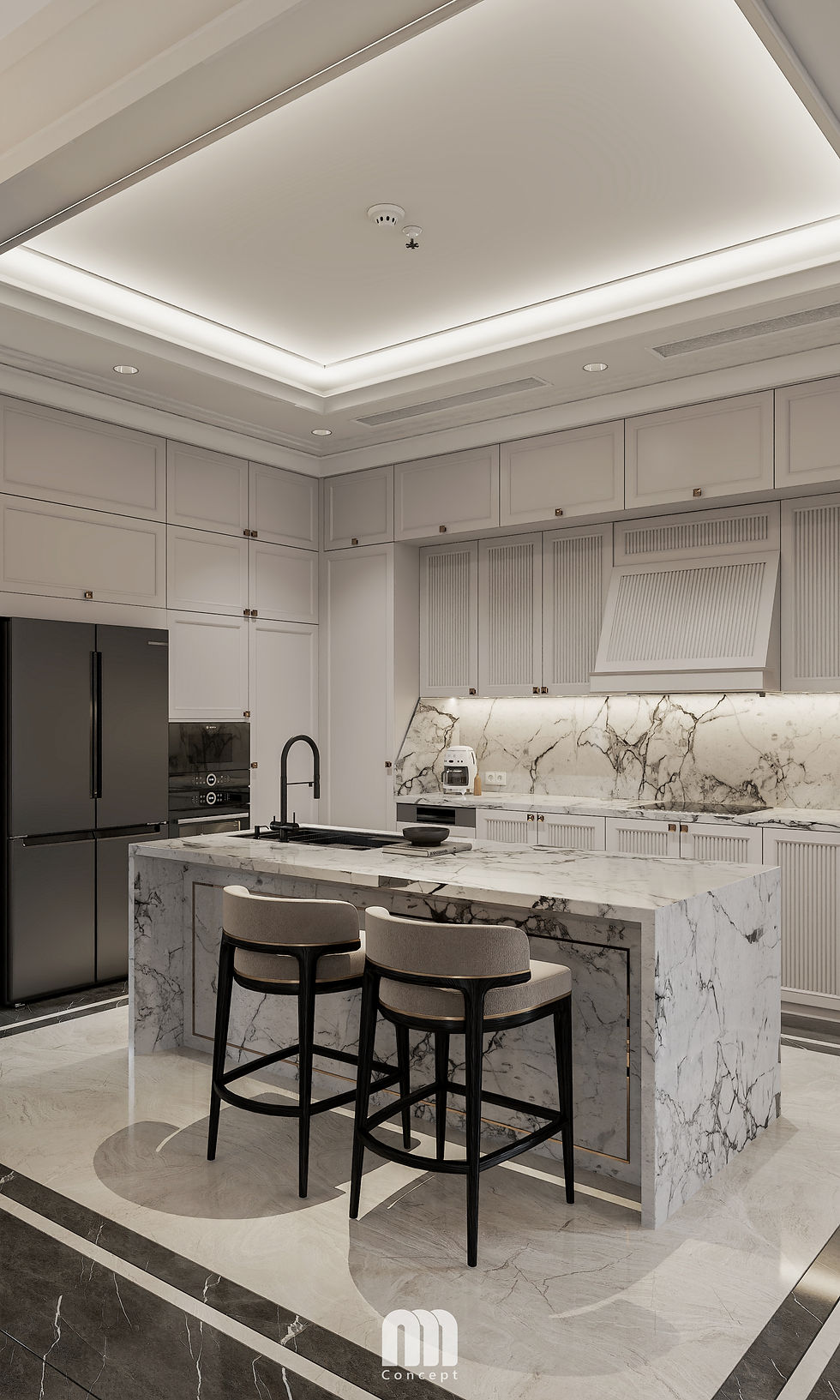 Nếu bàn bếp chính là lý trí, thì đảo bếp chính là nơi cảm xúc thăng hoa. Hãy để những đường vân nghệ thuật của tự nhiên kể câu chuyện của riêng bạn, biến không gian bếp thành trung tâm của những cuộc gặp gỡ