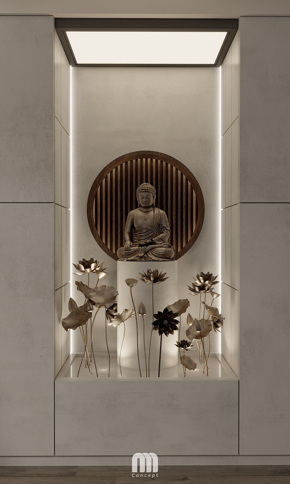 Bàn thờ được bố trí trang trọng, tránh các vị trí đại kỵ và giữ sự yên tĩnh cần thiết theo phong thủy.