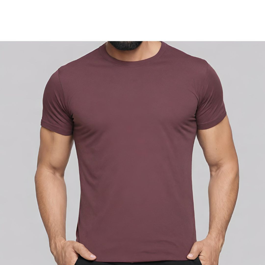 MAROON/WINE ROUND NECK T-SHIRTS