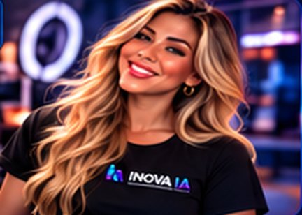 Influencer virtual gravando conteúdo em estúdio