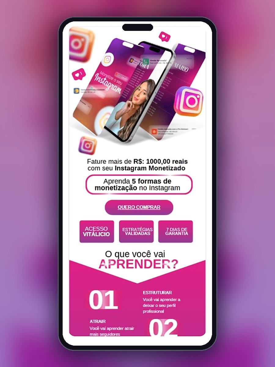 Landing page Instagram Monetizado criada pela INOVA IA