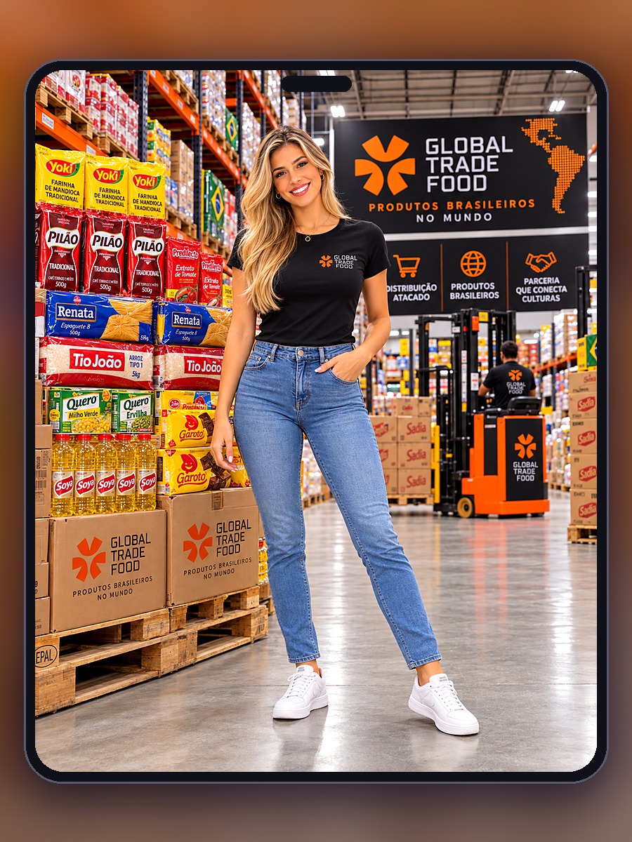 Influencer da Global Trade Food no centro de distribuição