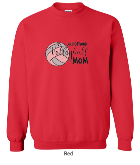 Thumbnail: Loud&Proud Volleyball Mom Crewneck Sweatshirt