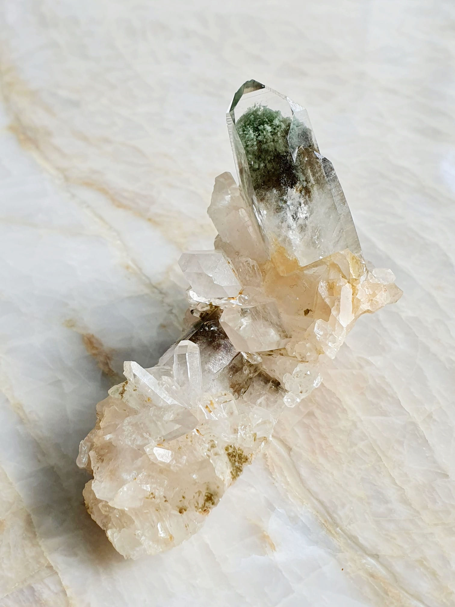 Clear Quartz Phantom Chlorite Cluster (High Grade)