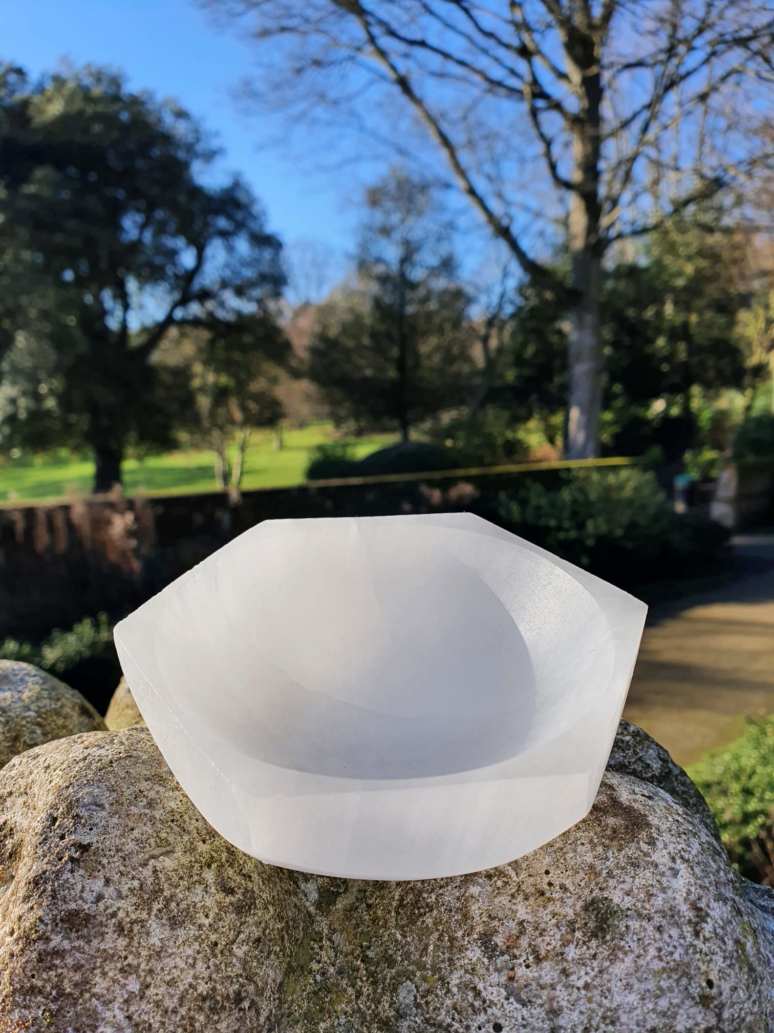 Hexagon Shape Selenite Crystal Charging Bowl (small) Angle 1
