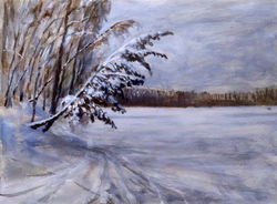 Озеро зимой