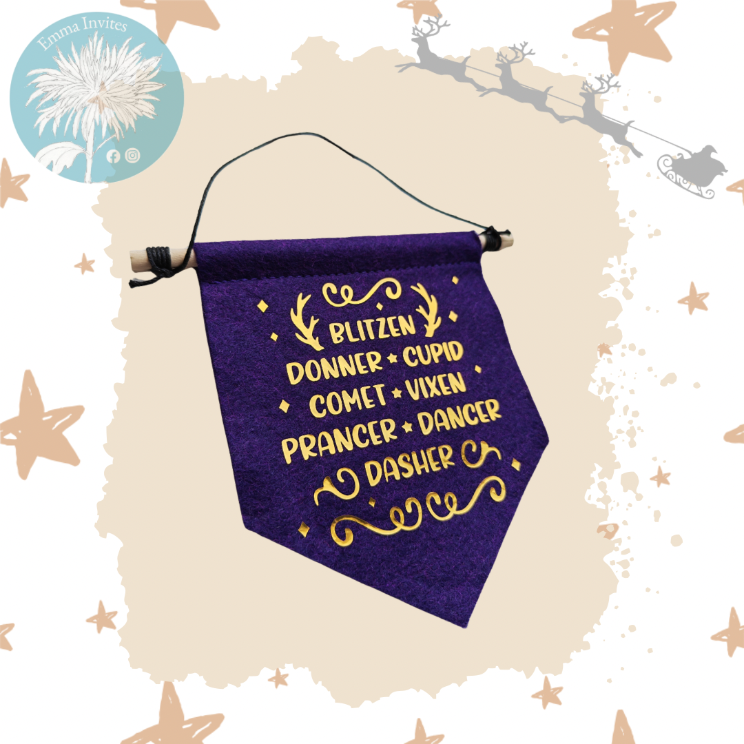 Christmas reindeer names mini banner