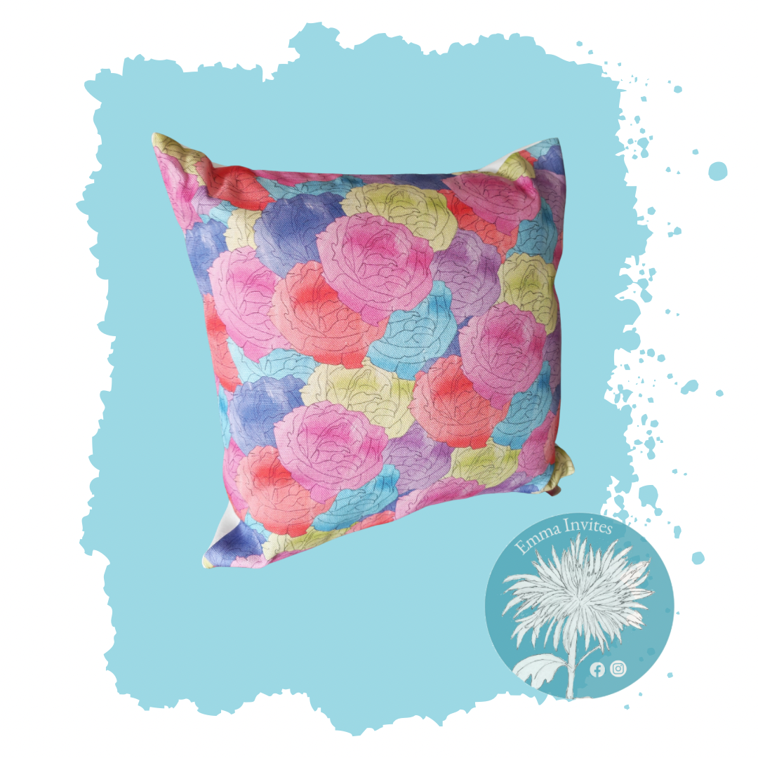 Multi colour rose cushion