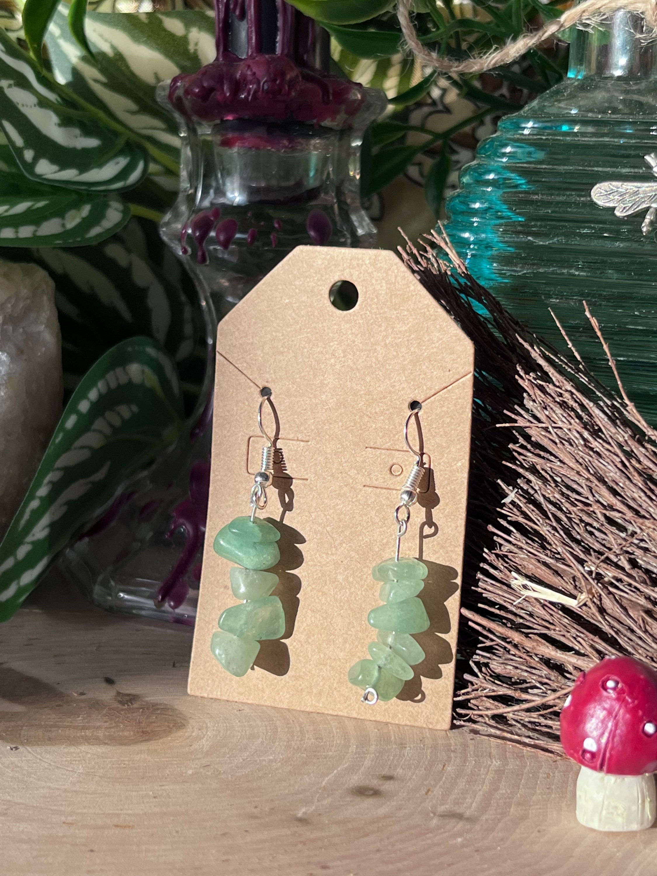 Green Aventurine Crystal Earrings