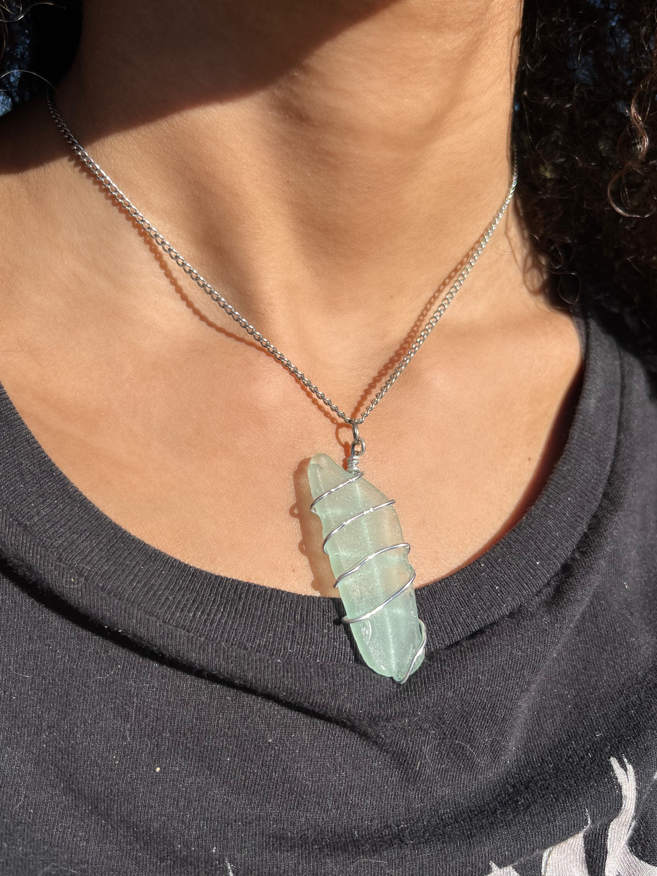 Sea Glass Wire Wrapped Necklace