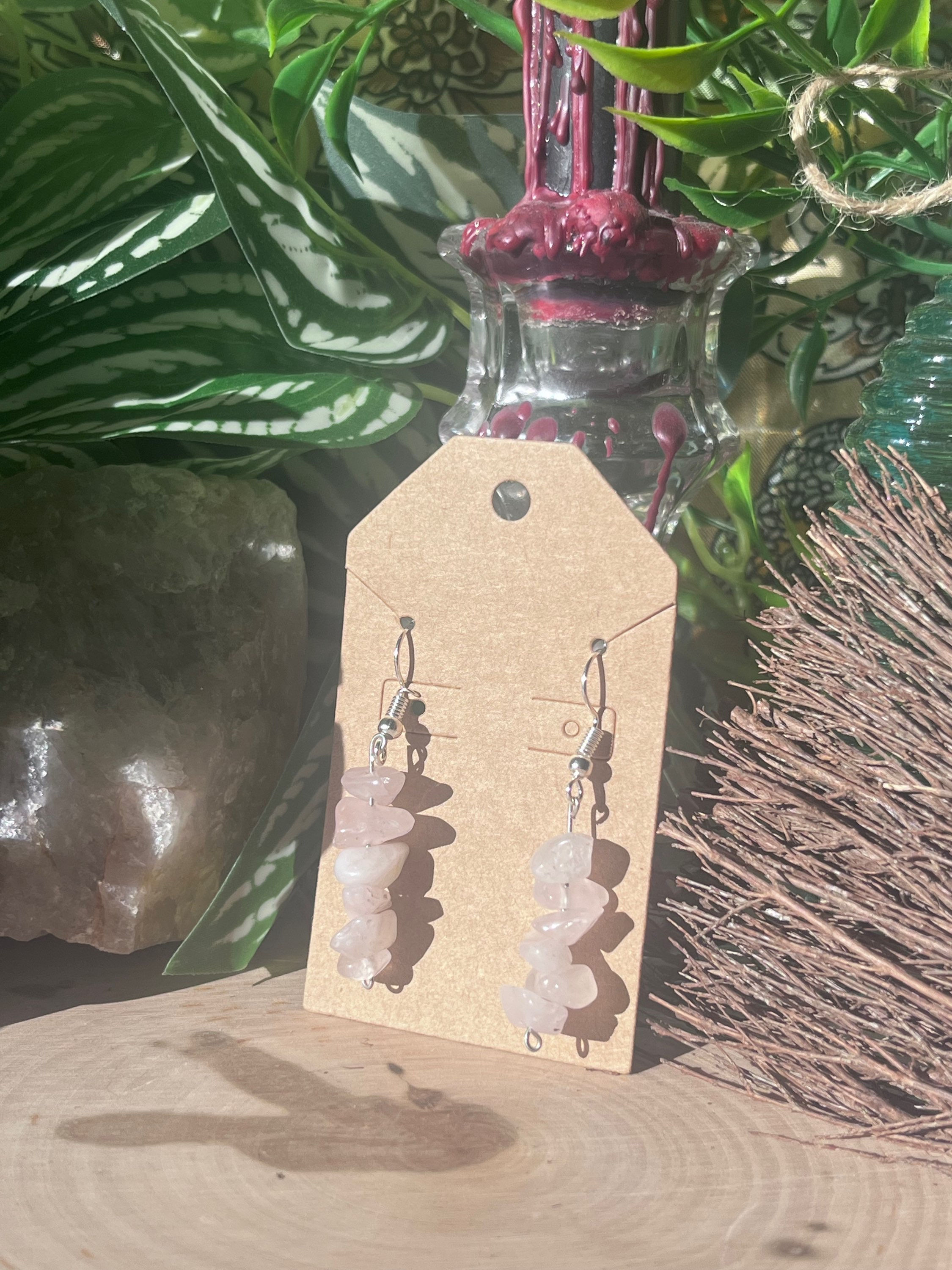 Rose Quartz Crystal Earrings