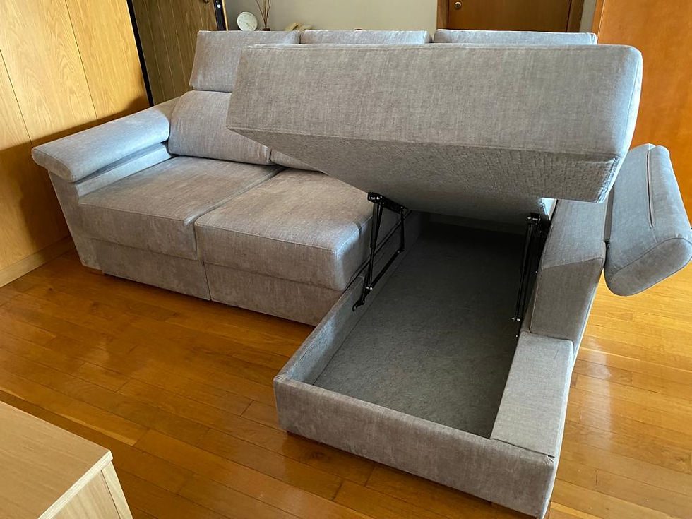 Miniatura: SOFÁ CHAISE LONGUE COM BAÚ, CORREDIÇAS E CABEÇOS REBATÍVEIS
