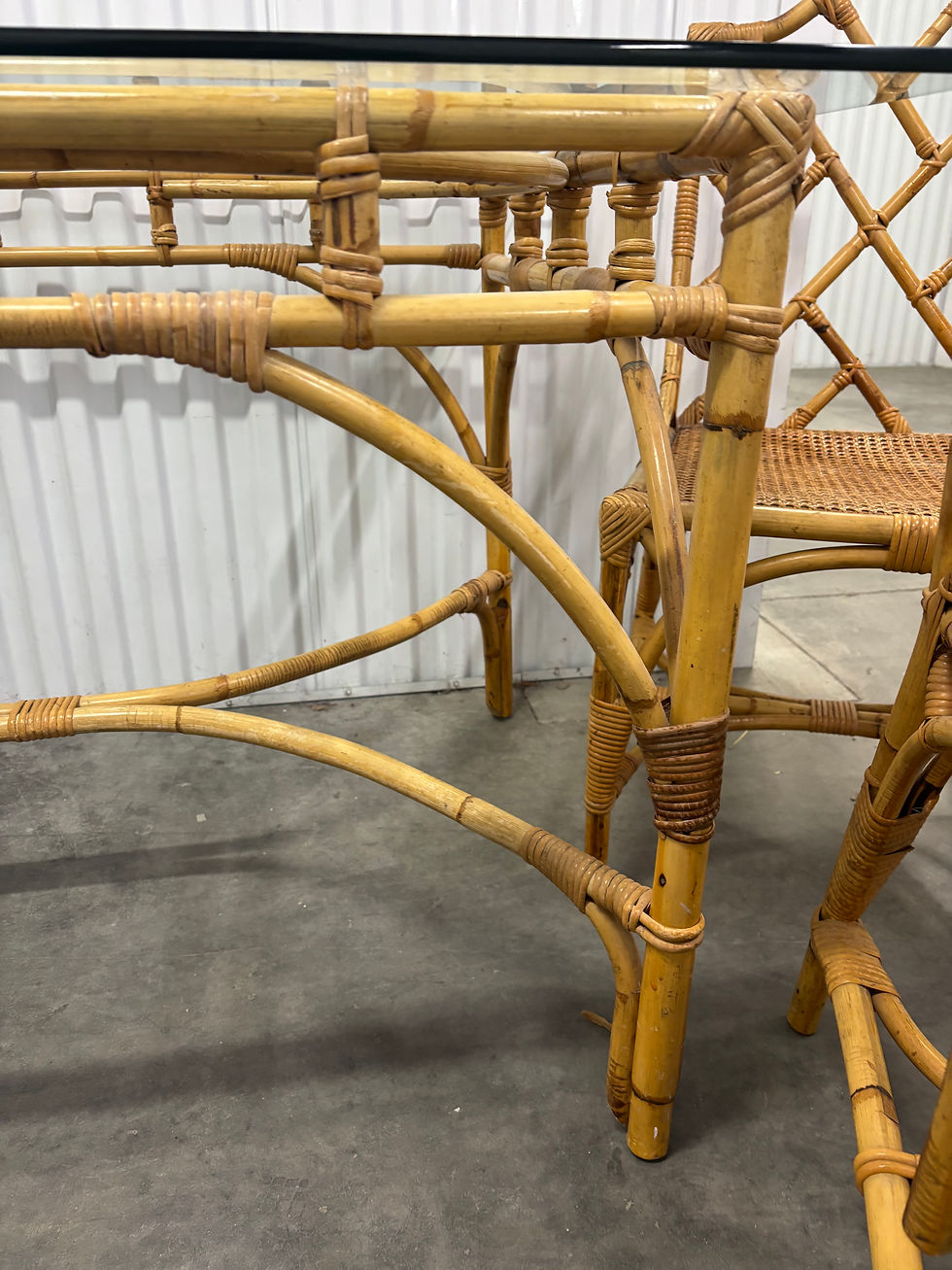 Thumbnail: Vintage Palm Beach Chic Bamboo & Rattan Dining Set