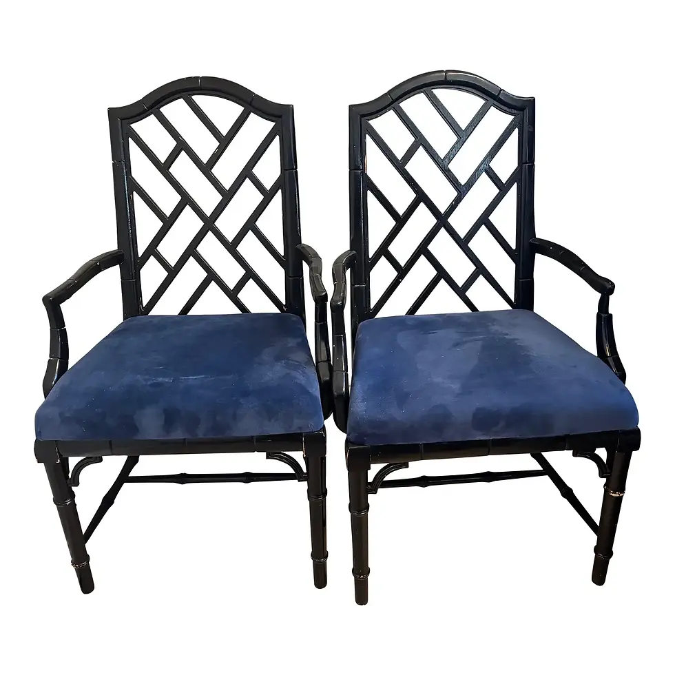 Mid 20th Century Chinoiserie Faux Bamboo Dining Chairs by Century Furniture- a P
