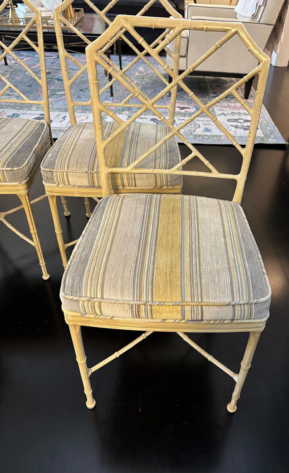 Thumbnail: 1950s Chinoiserie Metal Dining Chairs by Brown Jordan- Set of 4