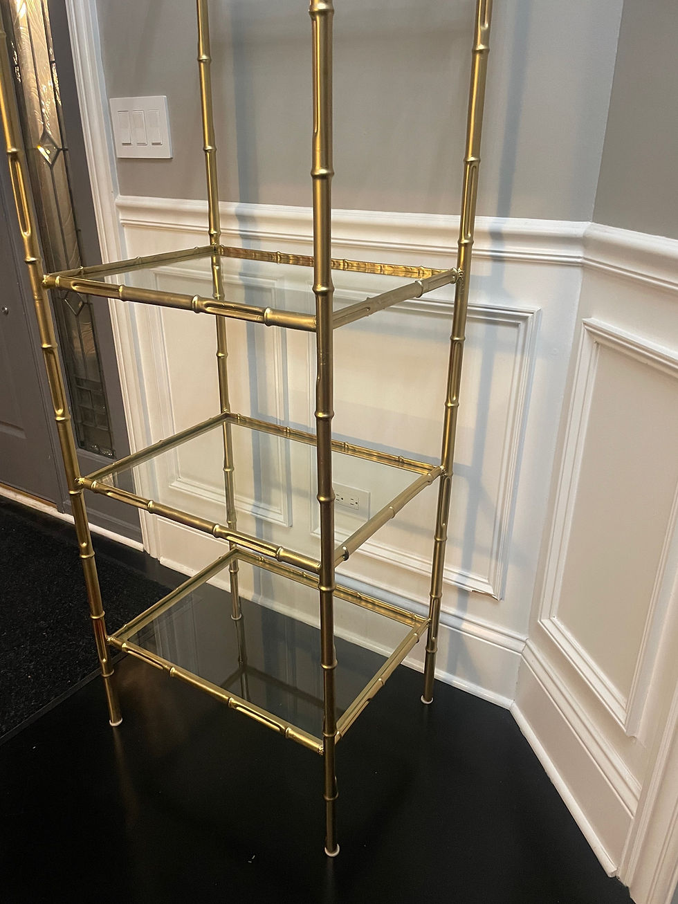 Thumbnail: Vintage Chinoiserie Metal & Glass Etagere 