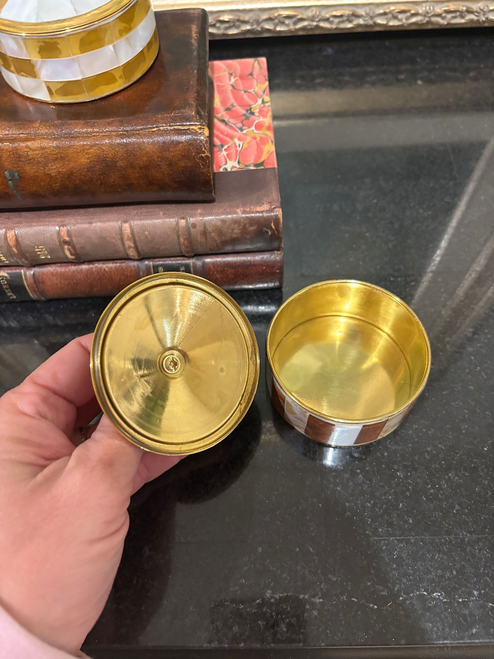 Thumbnail: Mother of Pearl & Brass Trinket Box