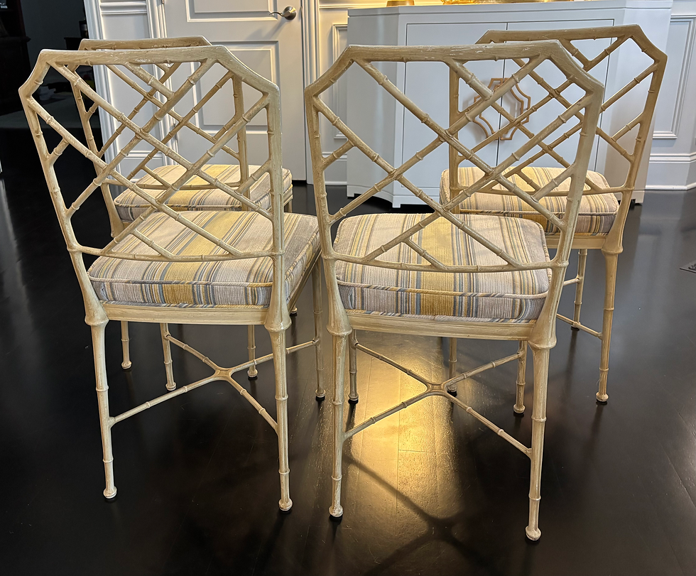 Thumbnail: 1950s Chinoiserie Metal Dining Chairs by Brown Jordan- Set of 4