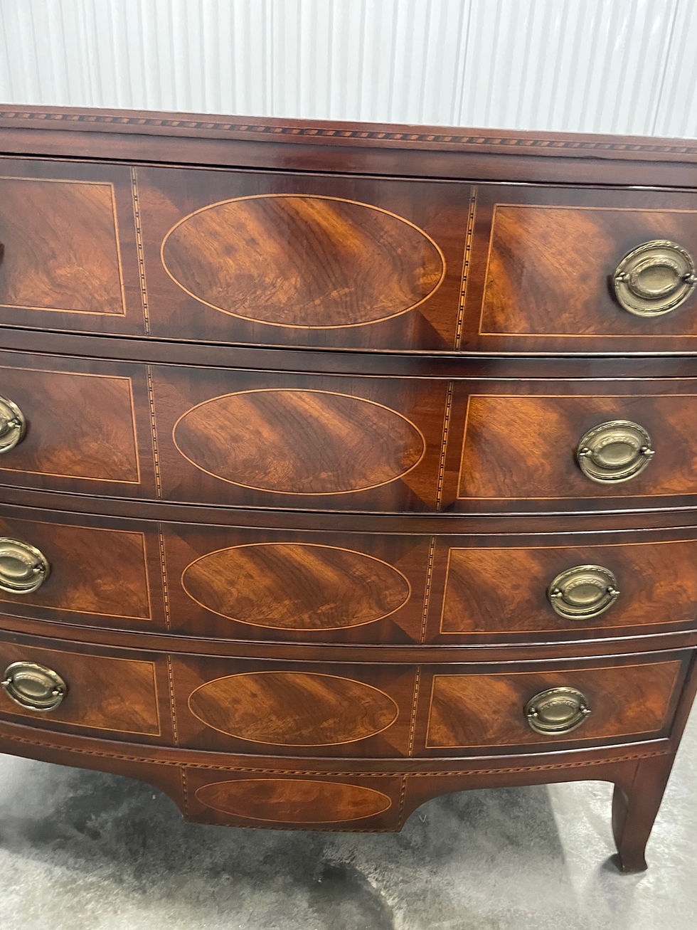 Thumbnail: Baker Historic Charleston Bow Front Mahogany 4 Drawer Chest