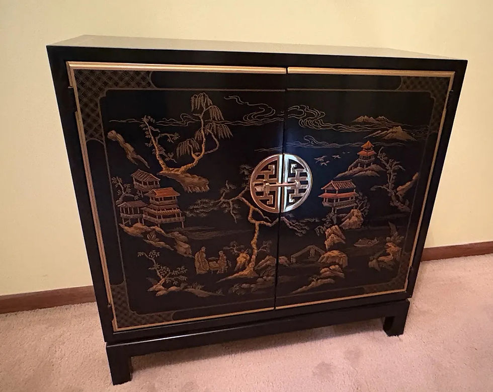 Thumbnail: Vintage Drexel Heritage Et Cetera Collection Chinoiserie Style Cabinet & Mirror
