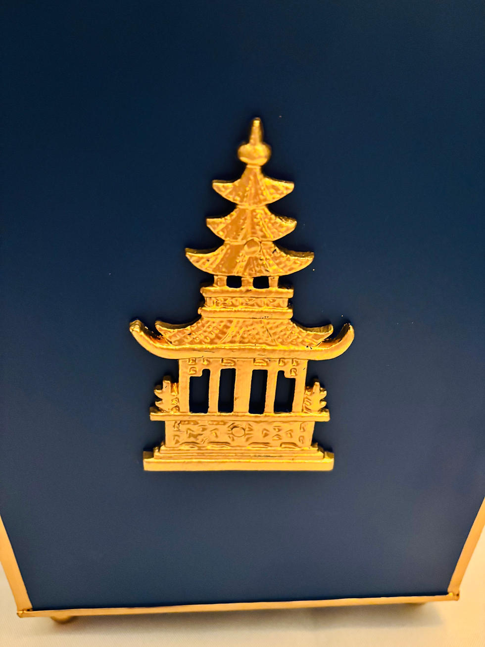 Thumbnail: New Blue Pagoda Chinoiserie Style Waste Basket