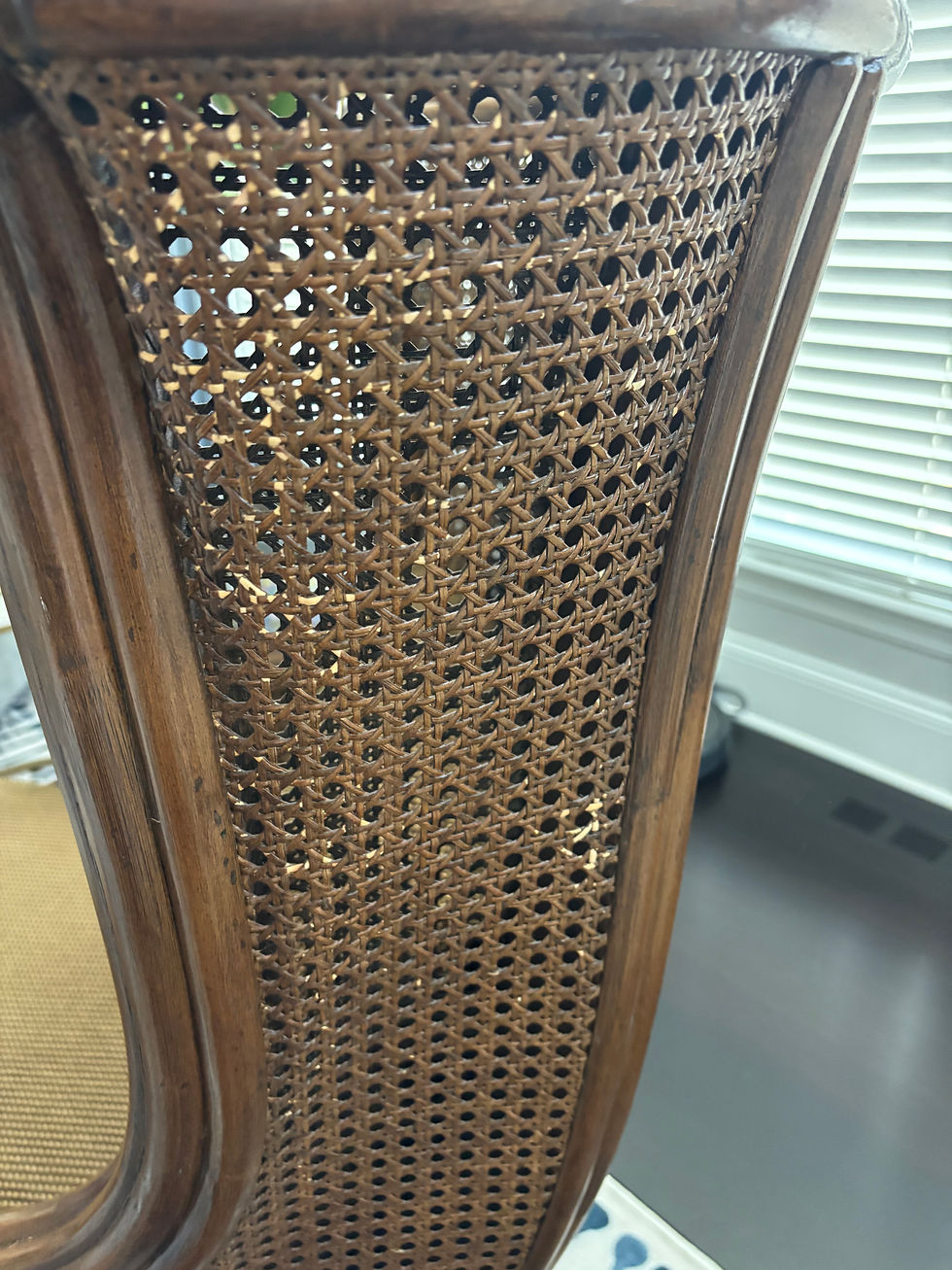 Thumbnail: Lane Venture Carved Faux Bamboo Handwoven Caning Wingback Chair Usa