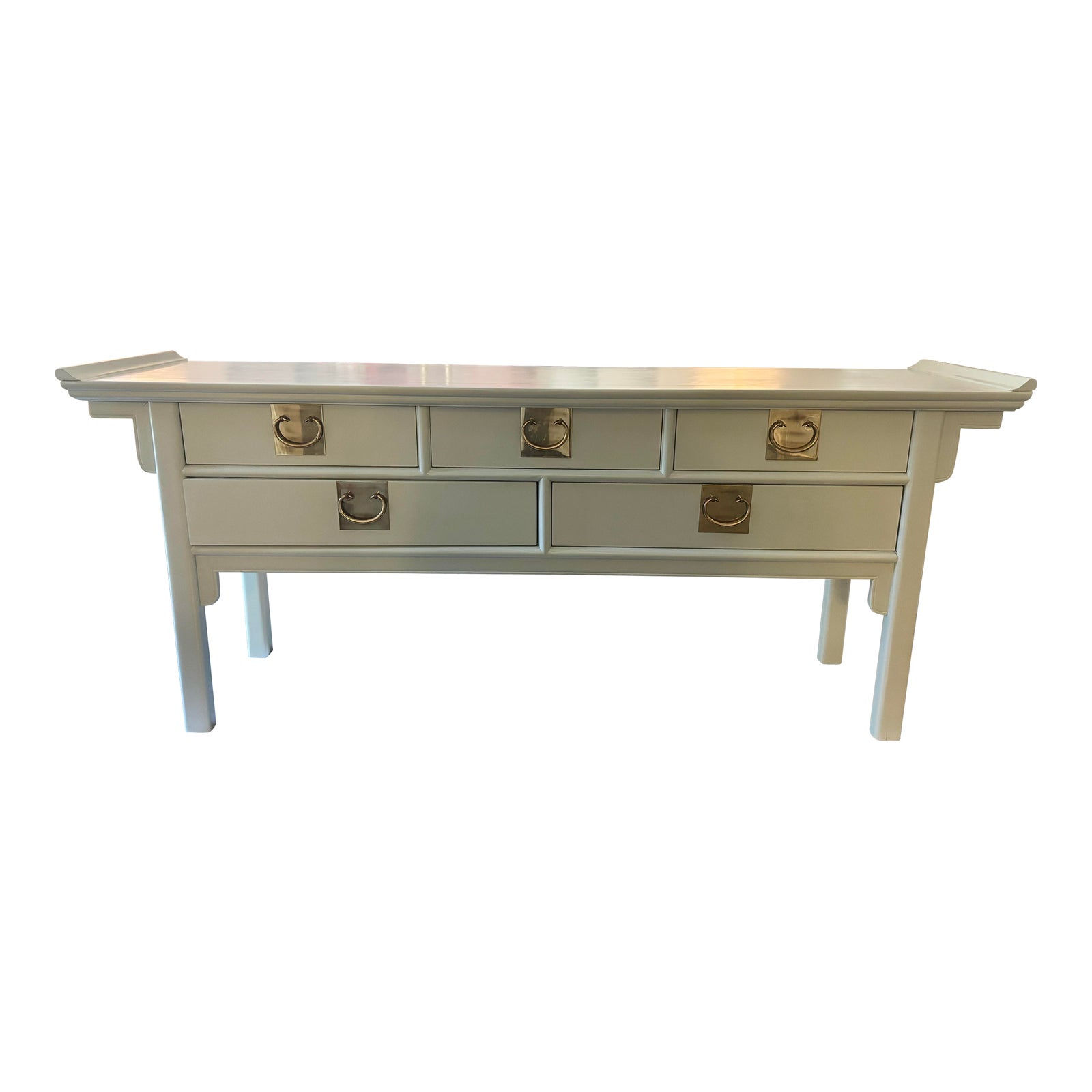 Coastal Chinoiserie Chic Pagoda Style Credenza by Century