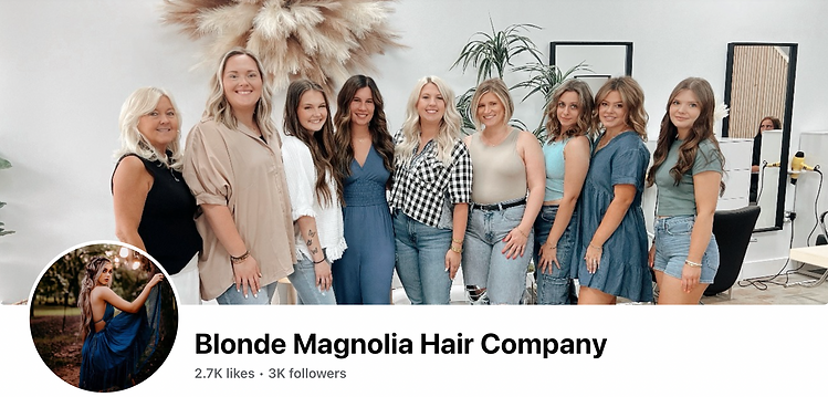 A screenshot of Blonde Magnolia Hair Company's Facebook page